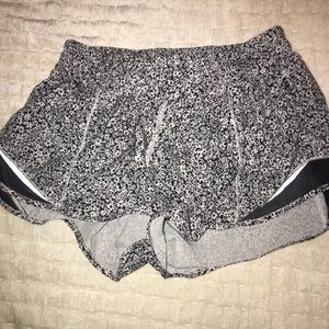 lululemon shorts floral black and white print